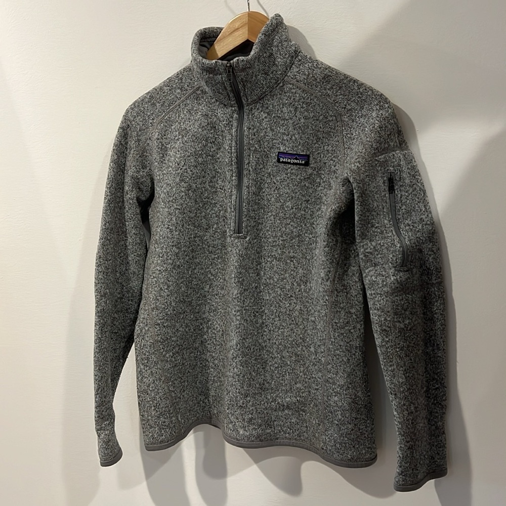 Patagonia Gray Zip Up Sweater with High Collar size small